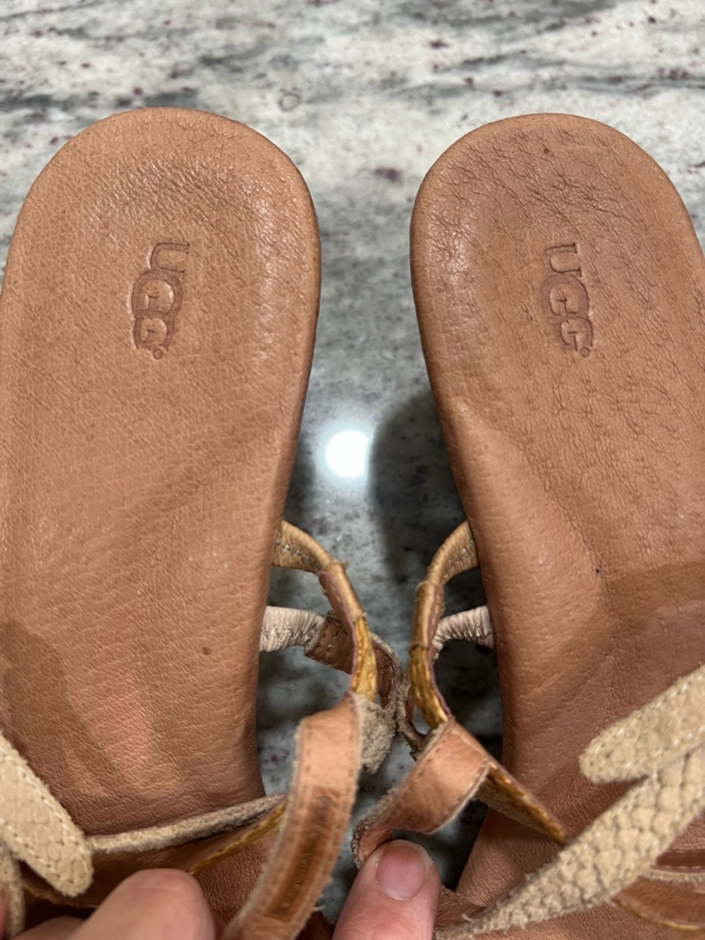 UGG Women's Tan Strap Slingback Wedge Sandals - Picture 2 of 5